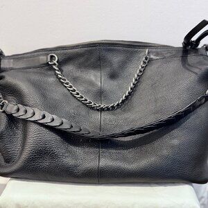 Zara Leather Tote Bag with Chain Detail